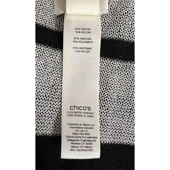 Chico's Women's Black Sheer Striped Open Front Cardigan Sweater Size  (US XXL) - Picture 6 of 7